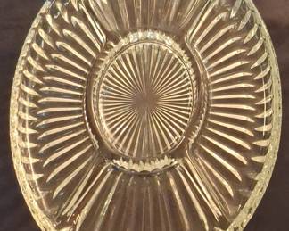 Vintage Pressed Glass Oval Divided Relish Tray