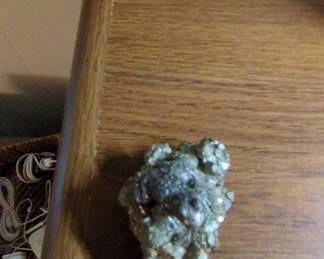 Pyrite Cluster Frog Figurine