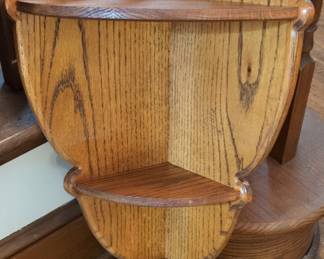 Vintage Oak 3-Tier Corner Wall Shelf
