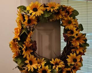 Artificial Sunflower and Butterfly Grapevine Wreath