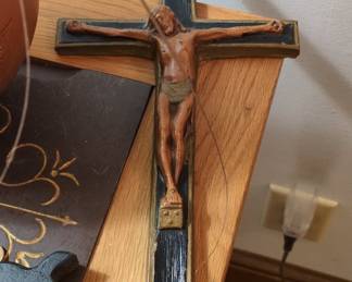 Vintage Carved Wood Wall Crucifix