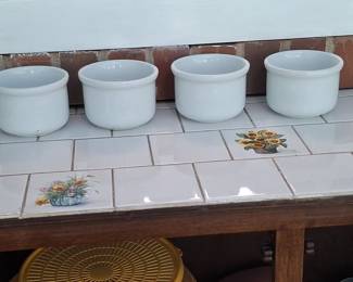 Vintage French White Ceramic Ramekins