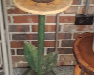Hand-Carved Sunflower Plant Stand
