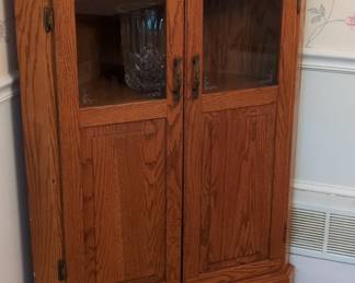 Handmade Oak Corner Curio Cabinet