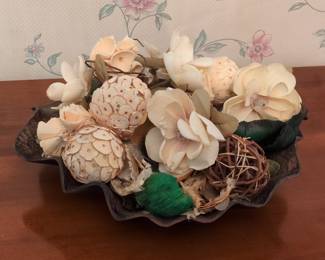 Decorative Sola Wood Flower Arrangement in Metal Bowl