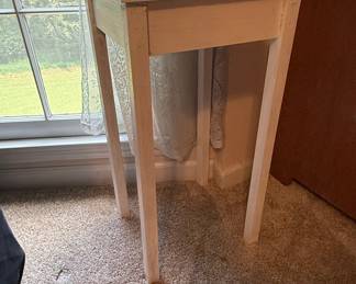 Vintage Painted Wooden Pedestal Plant Stand with Drawer