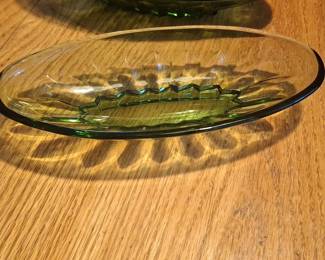 Anchor Hocking Fairfield Avocado Green Divided Relish Dish