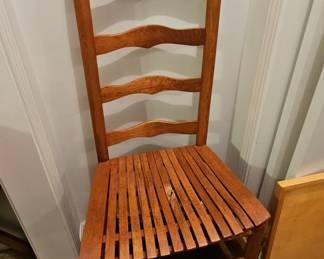 Vintage Oak Ladder Back Side Chair with Slat Seat