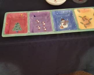 Sango The Sweet Shoppe Christmas Four-Section Ceramic Server