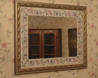 Vintage Floral Painted Wall Mirror