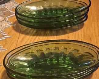 Anchor Hocking Fairfield Avocado Green Divided Relish Dish