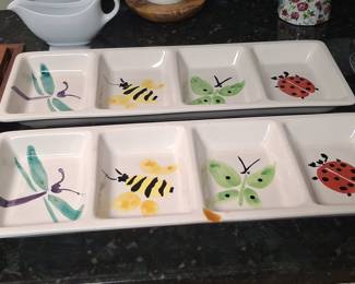 Trish Richman "Hug Bug" Ceramic Four-Section Garden Insect Relish Trays