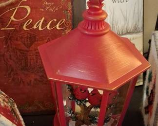 Red Cardinal Lantern Snow Globe