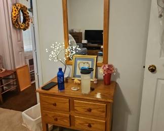 Vintage Oak Hall Table with Mirror