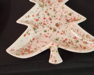 Vintage 1976 Splatterware Ceramic Christmas Tree Candy Dish