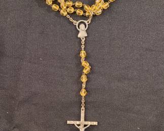 Vintage Yellow Faceted Glass Rosary