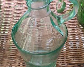 Vintage Green Glass Cruet or Pitcher