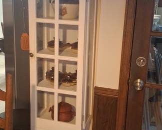 White Painted Corner Display Cabinet with Drawer
