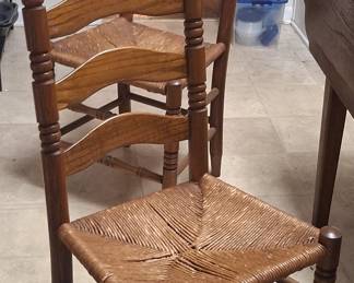 Vintage Oak Drop-Leaf Table and Ladder-Back Chairs