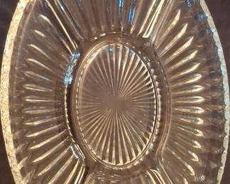 Vintage Pressed Glass Oval Divided Relish Tray