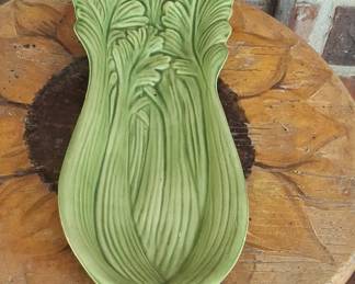 Hand-Thrown Ceramic Celery Shaped Serving Dish