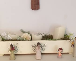 Angel Figurines and Decorative Trough Centerpiece