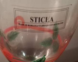 Sticla Romania Holly & Ribbon Wine Glasses