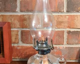 Vintage Lamplight Farms Clear Glass Handled Oil Lamp
