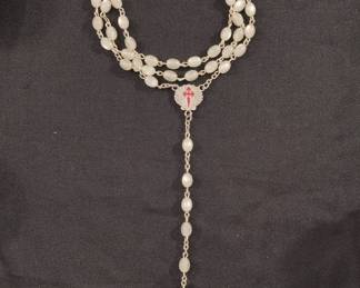 Camino de Santiago Sterling Silver Rosary with Scallop Shell Center and Red Enamel Cross