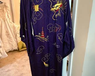 Vintage Japanese Silk Dragon Kimono Robe