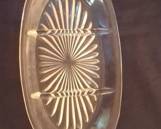 Vintage Jeannette Glass "Sunburst" Divided Relish Dish