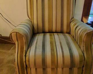 Striped Upholstered Club Chairs