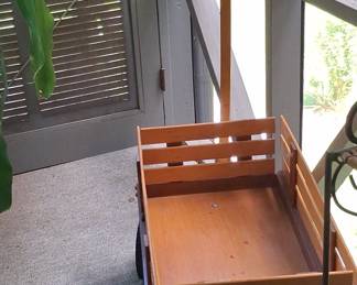 Vintage Wooden Garden Wagon with Removable Side Panels