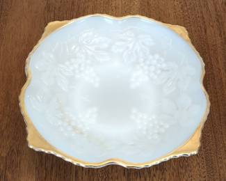 Anchor Hocking Milk Glass Grape Pattern Serving Dish