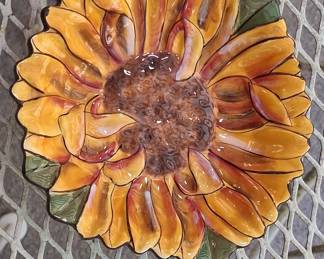 Clay Art Tuscan Yellow Sunflower Hand Painted Salad Plate