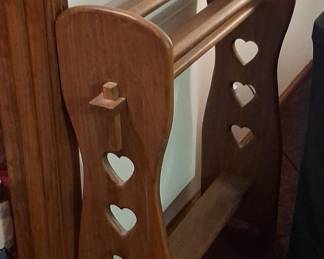 Vintage Solid Wood Heart Cutout Quilt Rack