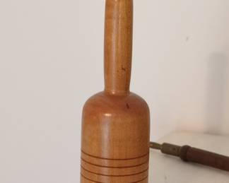 Vintage Turned Wood Potato Masher