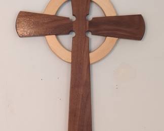 Handcrafted Two-Tone Celtic Cross Wall Hanging (Walnut and Maple)