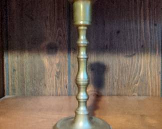 Vintage Turned Brass Candlestick - Made in Hong Kong