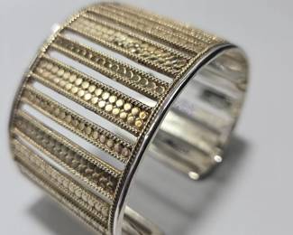 Anna Beck Sterling Silver & 18K Gold Cuff Bracelet – Handcrafted Balinese Designer Jewelry