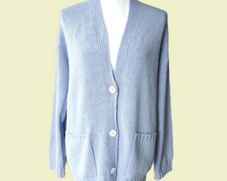 Iris von Arnim Luxury Cashmere Cardigan Sweater – Perwinkle Blue – Size Medium – German Designer Knitwear