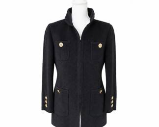 St. John Exclusively for Nordstrom Black Knit Jacket with Gold-Tone Buttons – Size 8