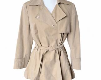 Akris Beige Trench Coat – Belted Designer Jacket – Size 12