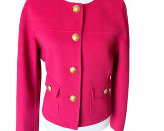 St. John Exclusively for Nordstrom Light Red Cashmere Jacket – Gold-Tone Buttons – Size 8