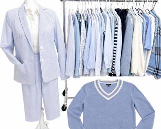 Huge Soft Blue Designer Apparel Collection – St. John, Carlisle, Talbots, Vineyard Vines & Robin Piccone