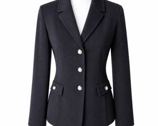 St. John Collection Black Knit Blazer Jacket Size 6 – New Without Tags – Gold-Tone Buttons