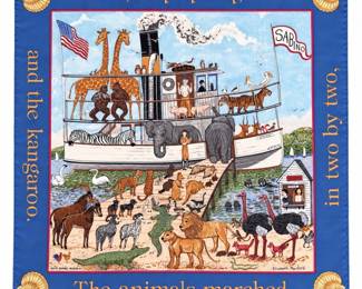 Elizabeth Mumford Mystic Seaport Museum Noah’s Ark Silk Scarf – Hand Rolled Edges