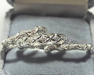 Set of Sterling Silver Stackable Rings – Floral, Scroll & Textured Band Designs
