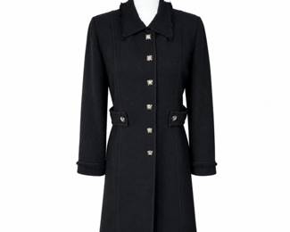 St. John Collection Black Knit Long Jacket – Gold-Tone Buttons – Size 8 – Made in USA