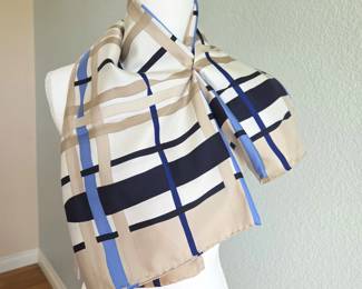 Burberry Silk Square Scarf – Modern Plaid Check – Approx. 31" x 31"